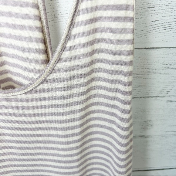 Aritzia Wilfred Striped Racerback Tank Cream Lilac Viscose Linen Relaxed Small - Picture 4 of 9